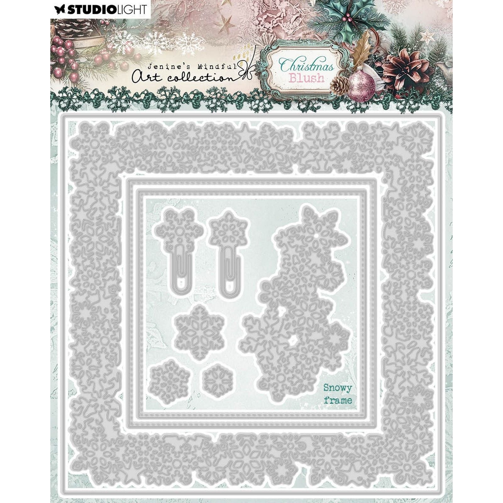 Studiolicht • Jenine's Mindful Art Christmas Blush Stanzform mit verschneitem Rahmen