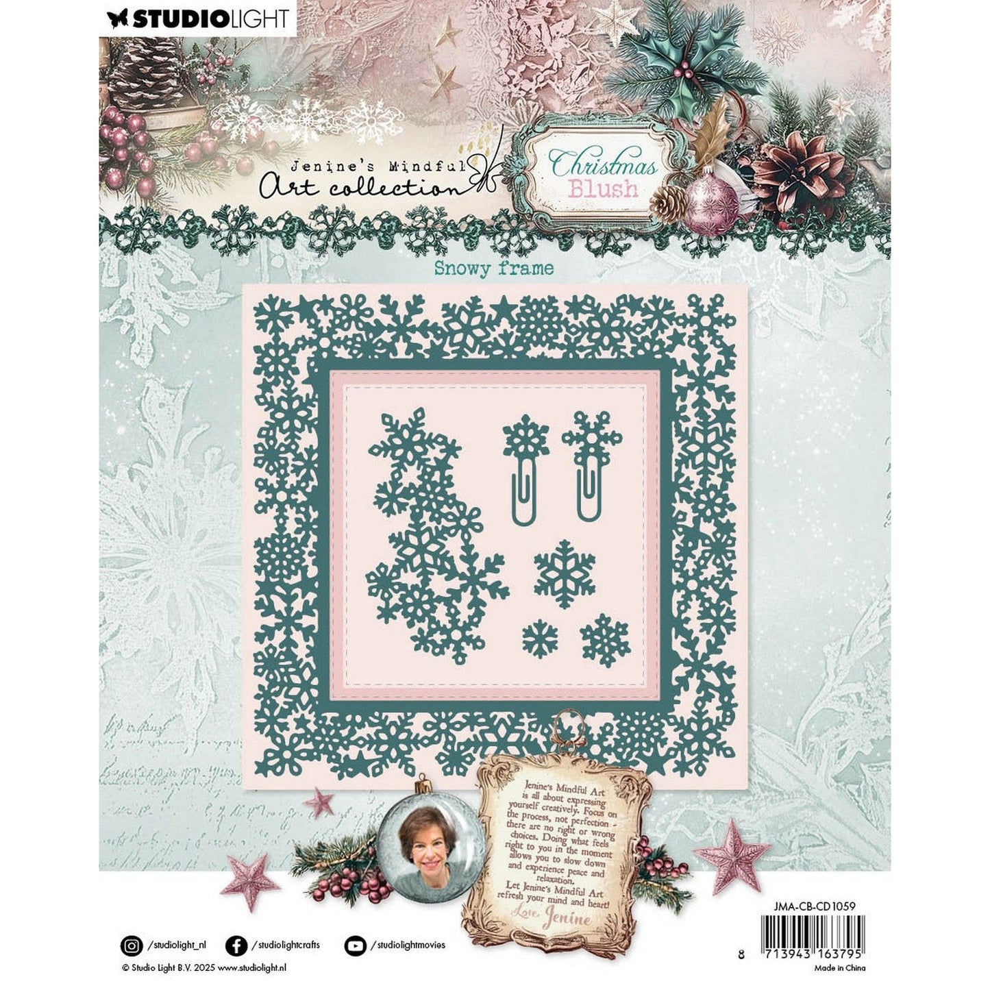 Studiolicht • Jenine's Mindful Art Christmas Blush Stanzform mit verschneitem Rahmen