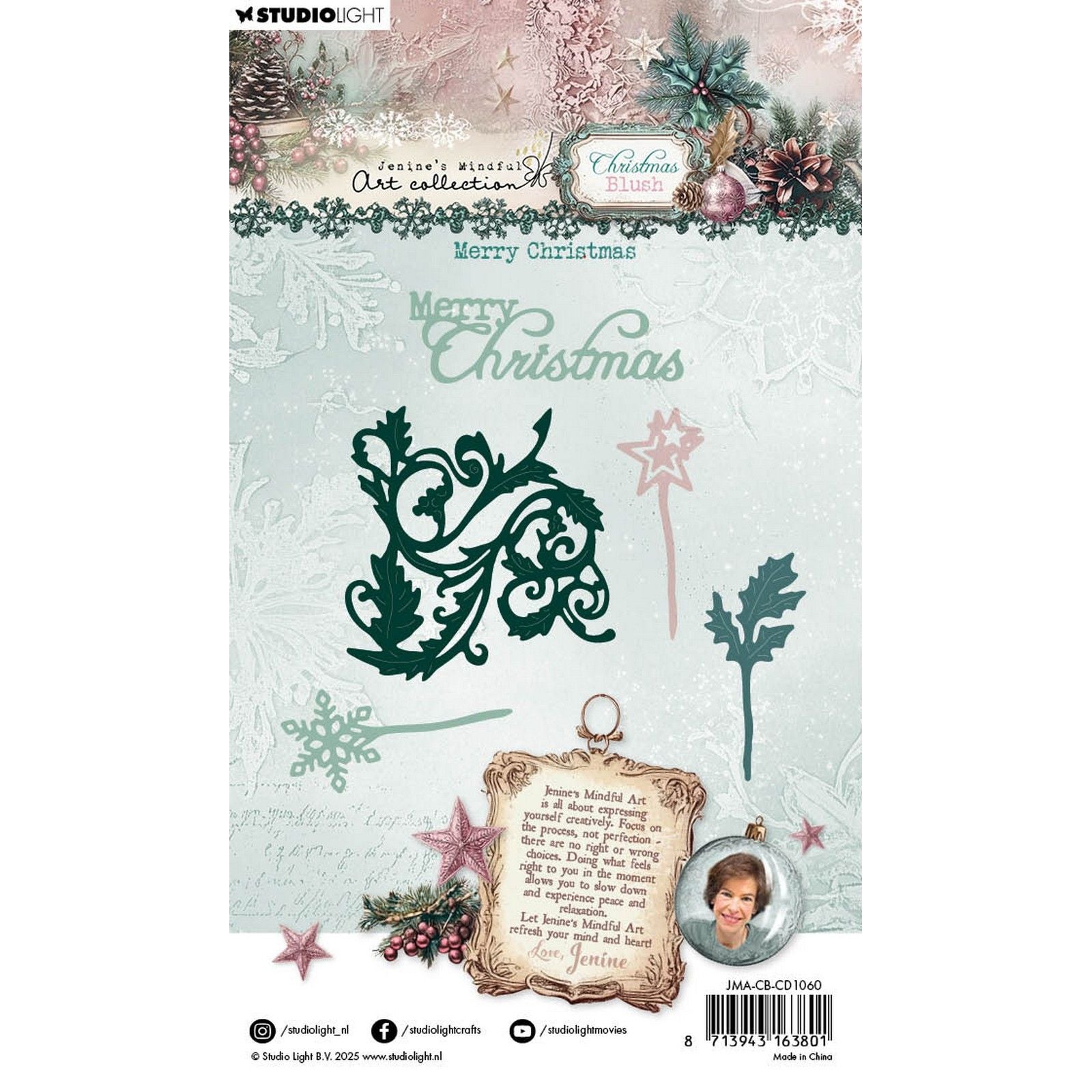 Studiolicht • Jenine's Mindful Art Christmas Blush Stanzform Frohe Weihnachten