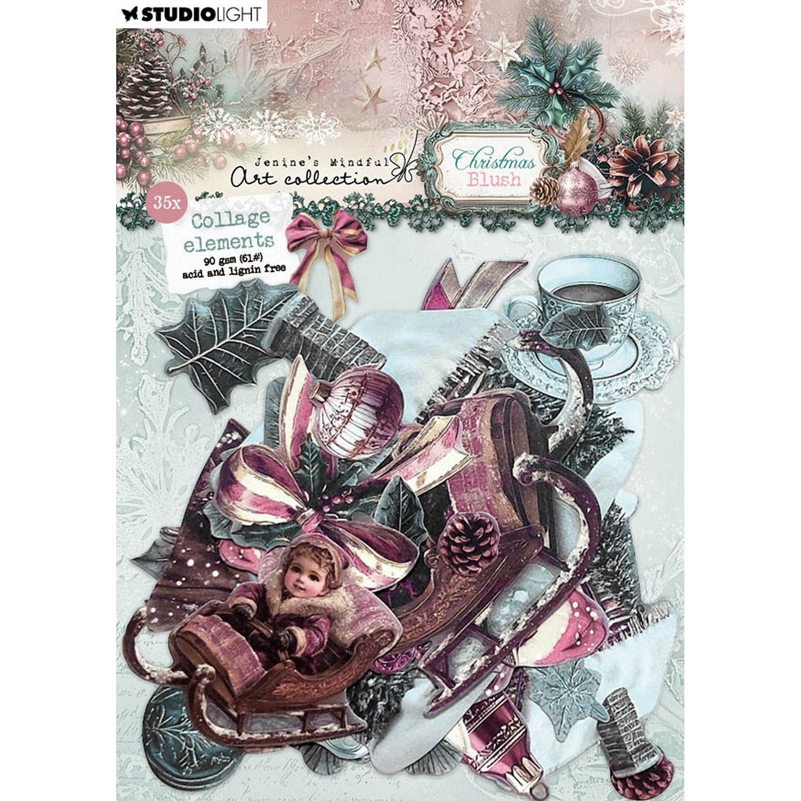 Studiolicht • Jenine's Mindful Art Christmas Blush Paper Elements 35 Collage-Elemente