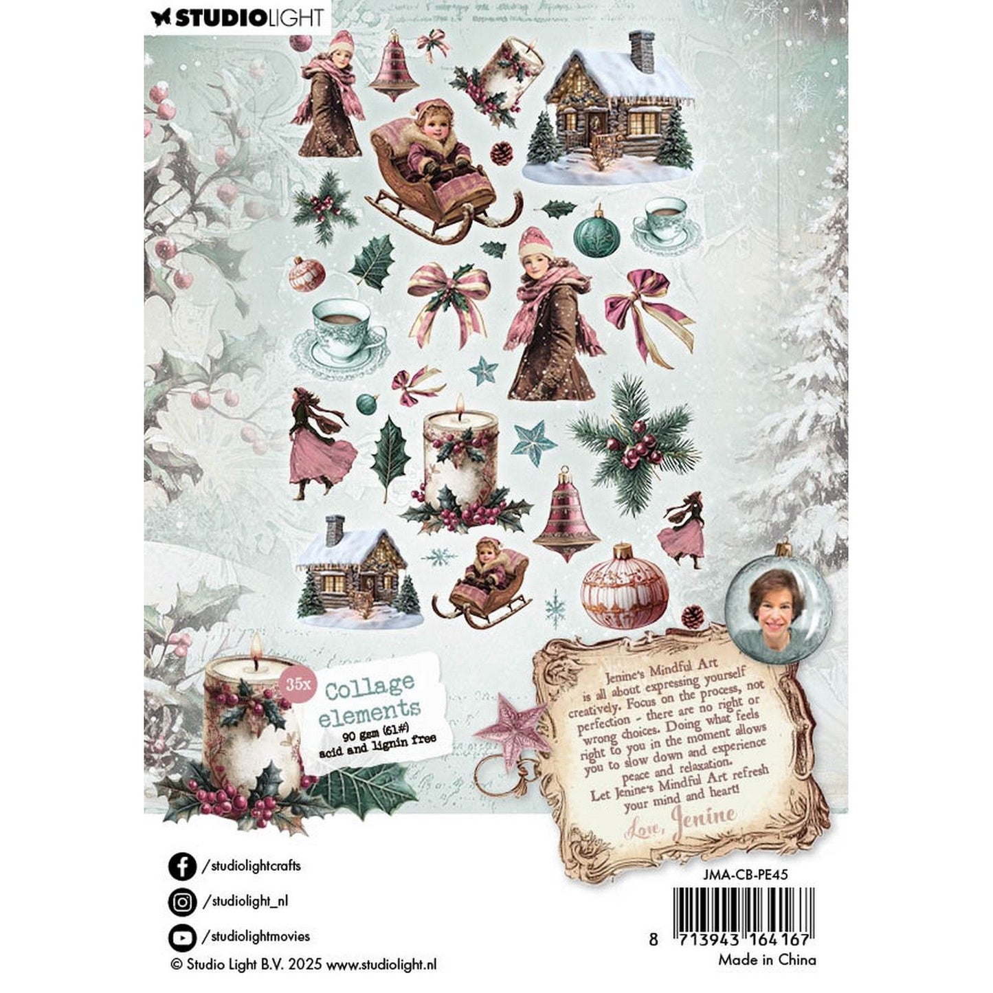 Studiolicht • Jenine's Mindful Art Christmas Blush Paper Elements 35 Collage-Elemente