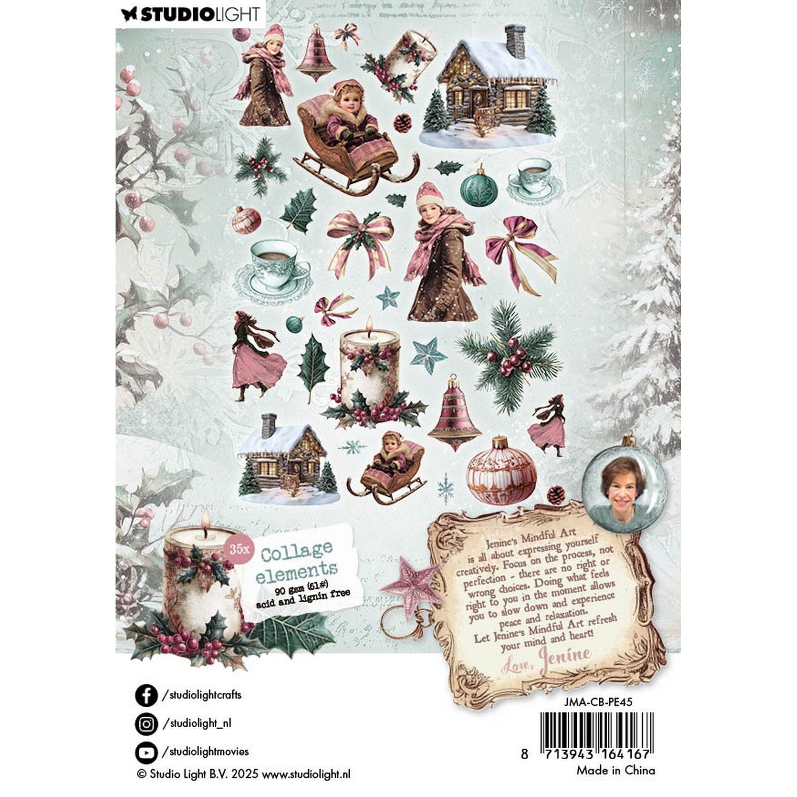 Studiolicht • Jenine's Mindful Art Christmas Blush Paper Elements 35 Collage-Elemente