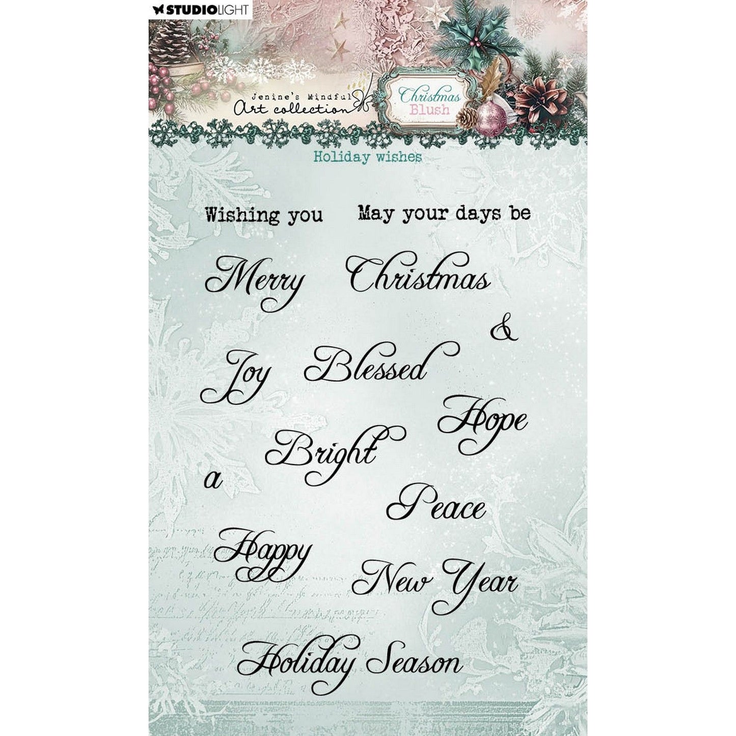 Studiolicht • Jenine's Mindful Art Christmas Blush Clear Stamp Urlaubswünsche
