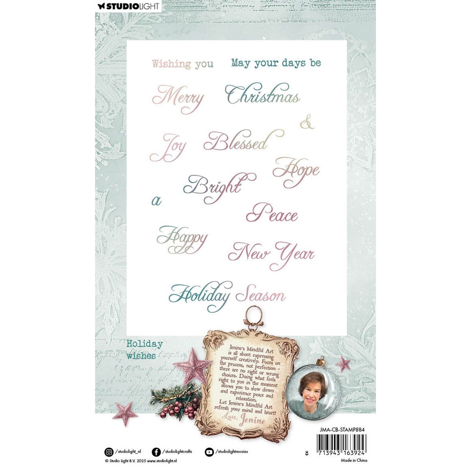 Studiolicht • Jenine's Mindful Art Christmas Blush Clear Stamp Urlaubswünsche