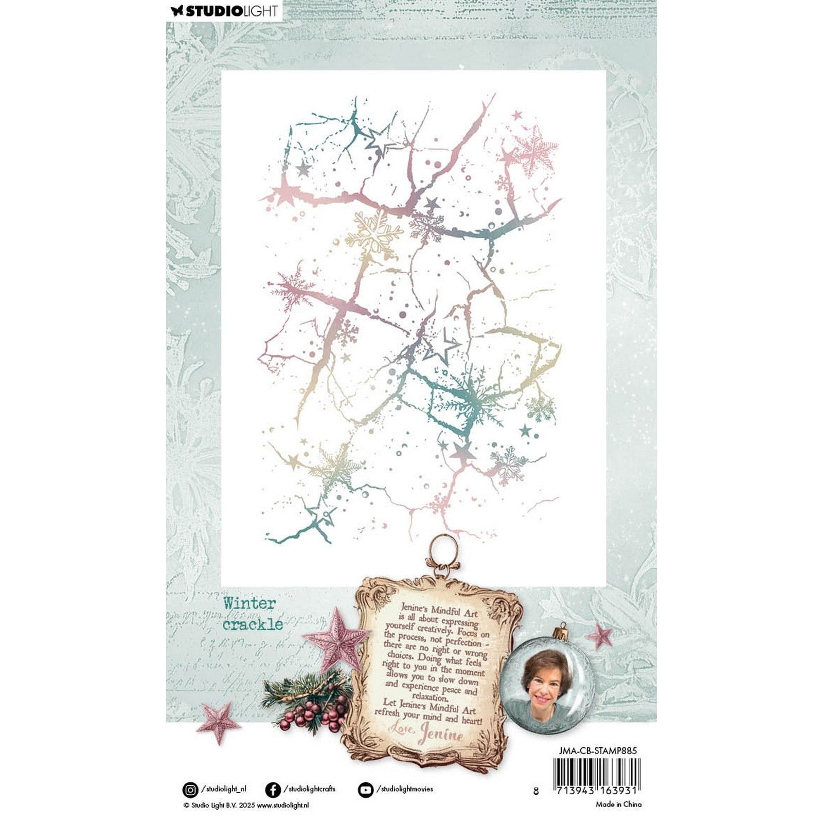 Studiolicht • Jenine's Mindful Art Christmas Blush Clear Stamp Winter Crackle