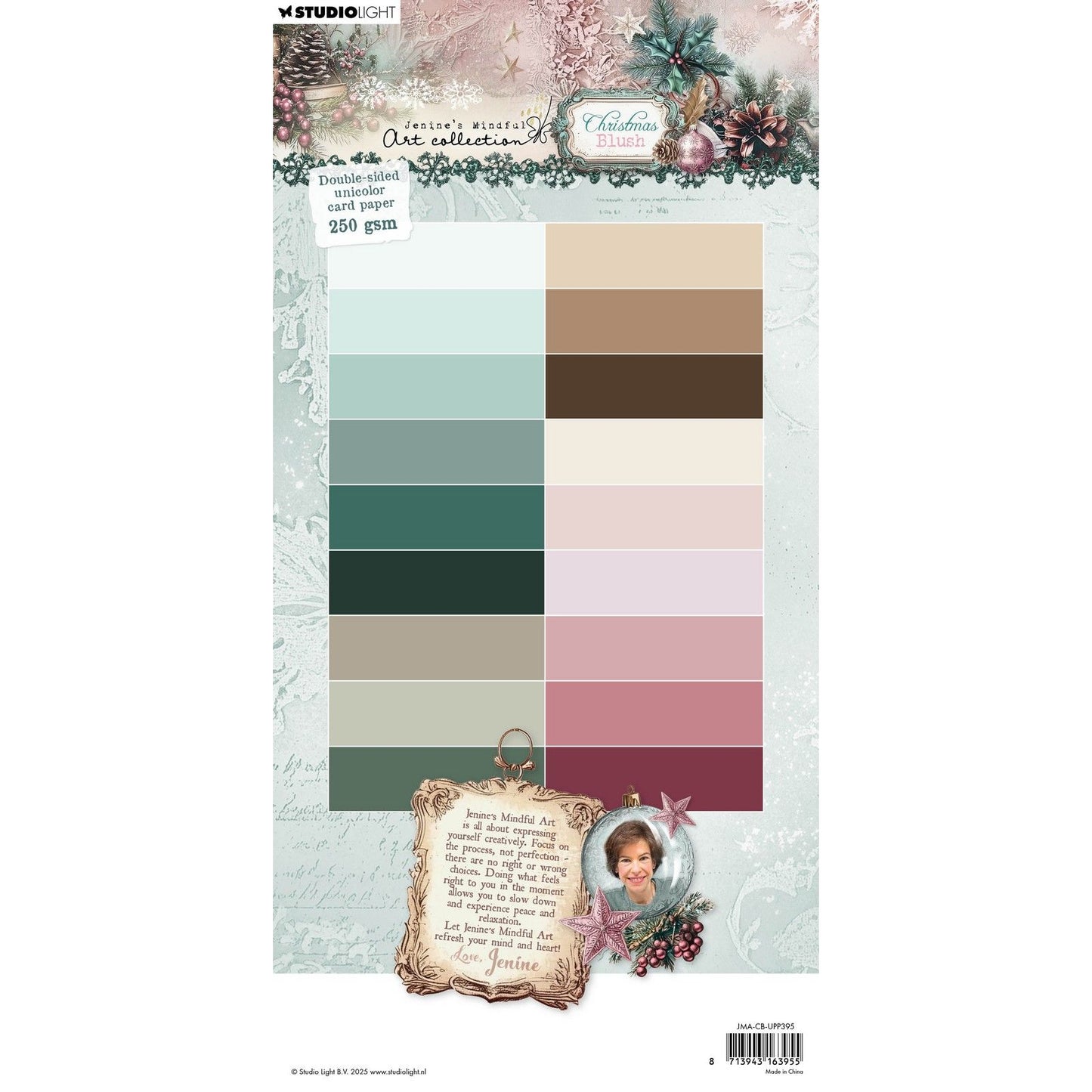 Studiolicht • Jenine's Mindful Art Christmas Blush, einfarbiger Papierblock, doppelseitiges Kartenpapier