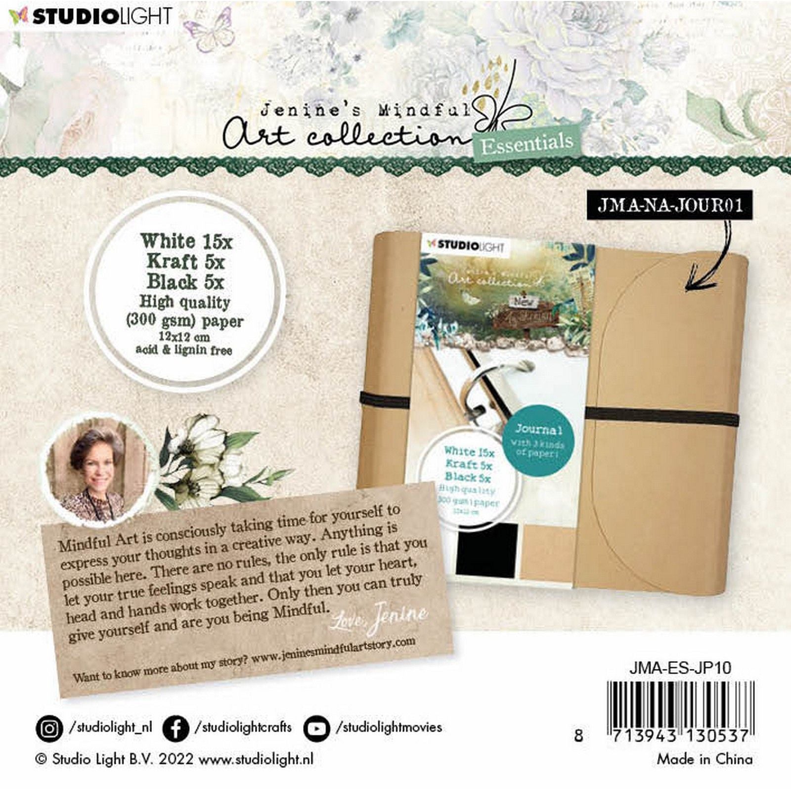 Studiolicht • Jenines Achtsamkeitskunst-Nachfüllung für das New Awaking Journal in weiß-schwarzem Kraftpapier