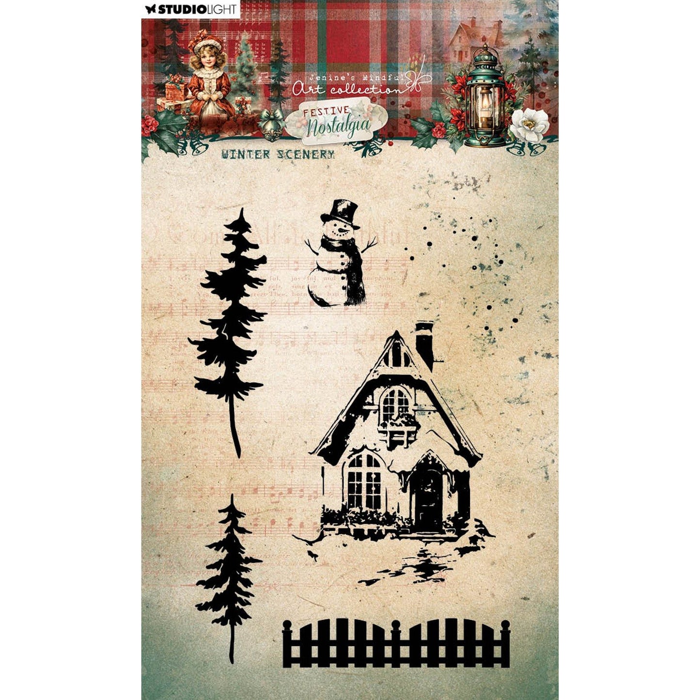 Studiolicht • festliche Nostalgie, klarer Stempel, Winterlandschaft