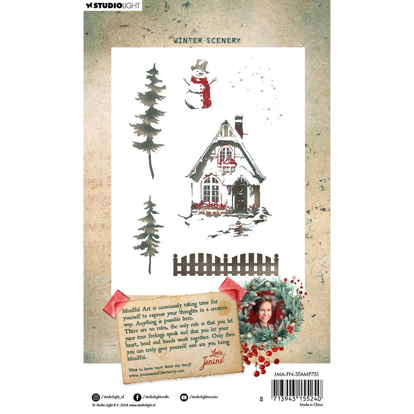 Studiolicht • festliche Nostalgie, klarer Stempel, Winterlandschaft