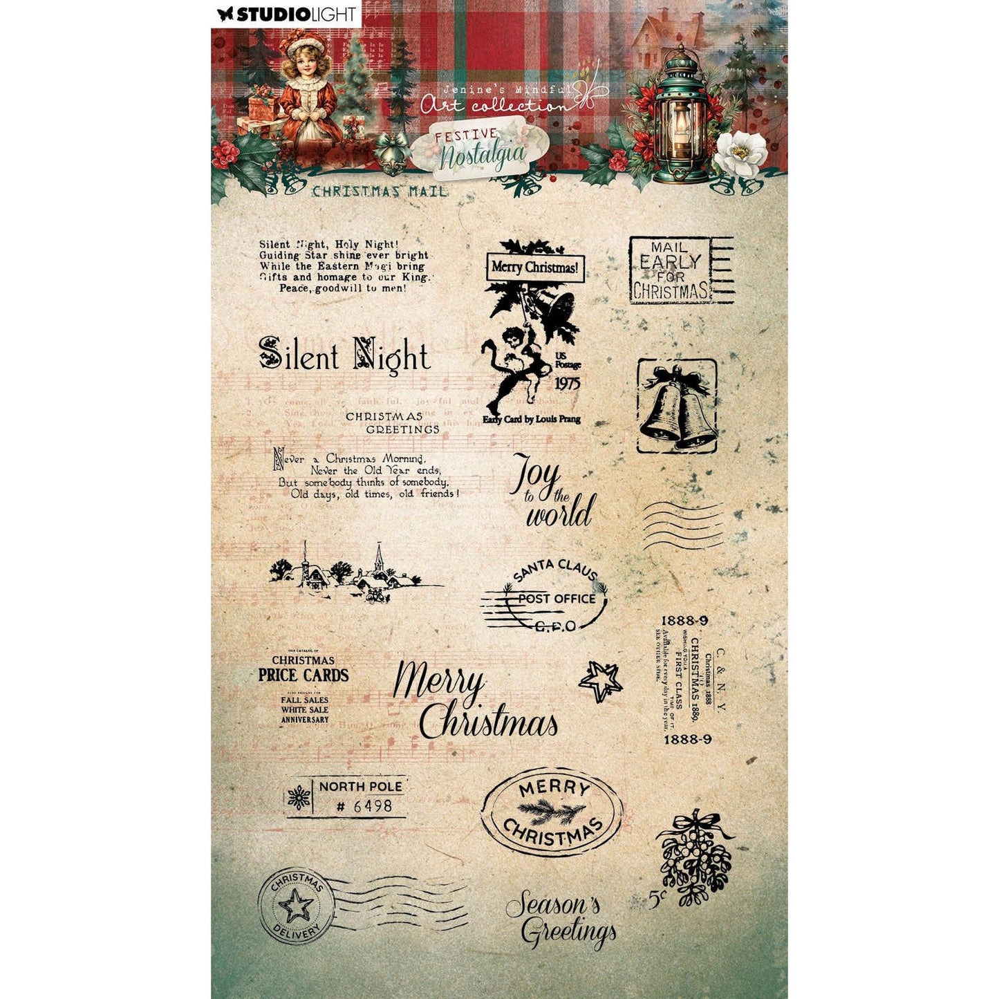 Studiolicht • festliche Nostalgie, klarer Stempel, Weihnachtspost