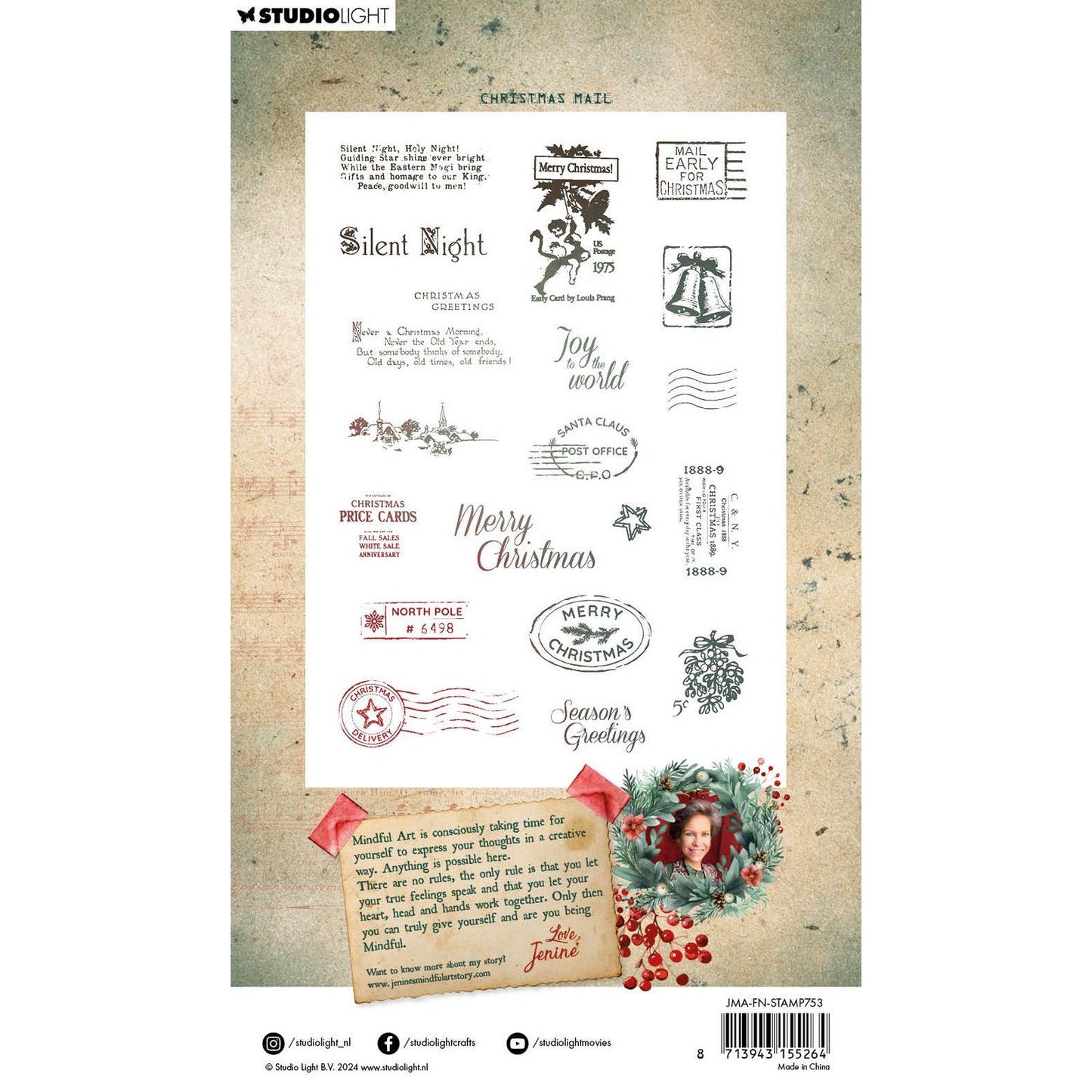 Studiolicht • festliche Nostalgie, klarer Stempel, Weihnachtspost