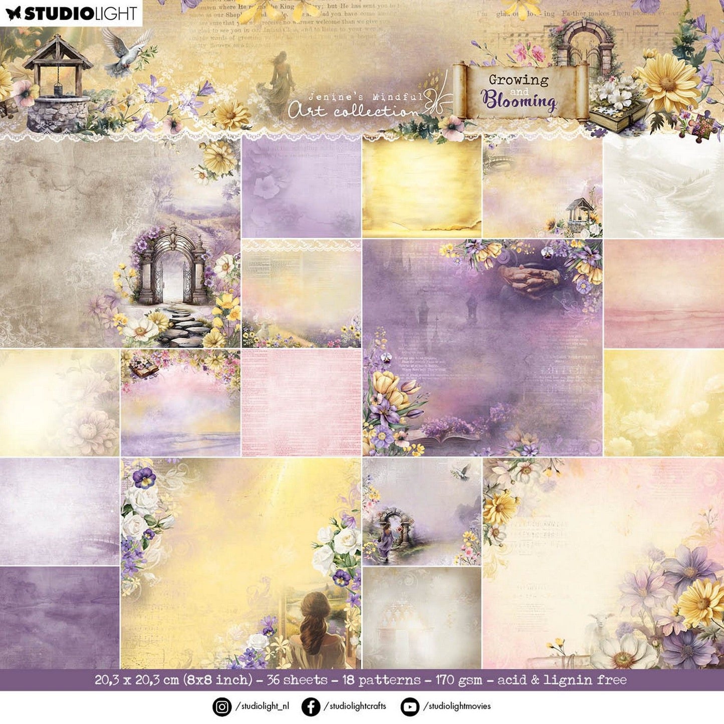 Studiolicht • Wachsendes, blühendes Designer-Papierblock-Hintergrundpapier