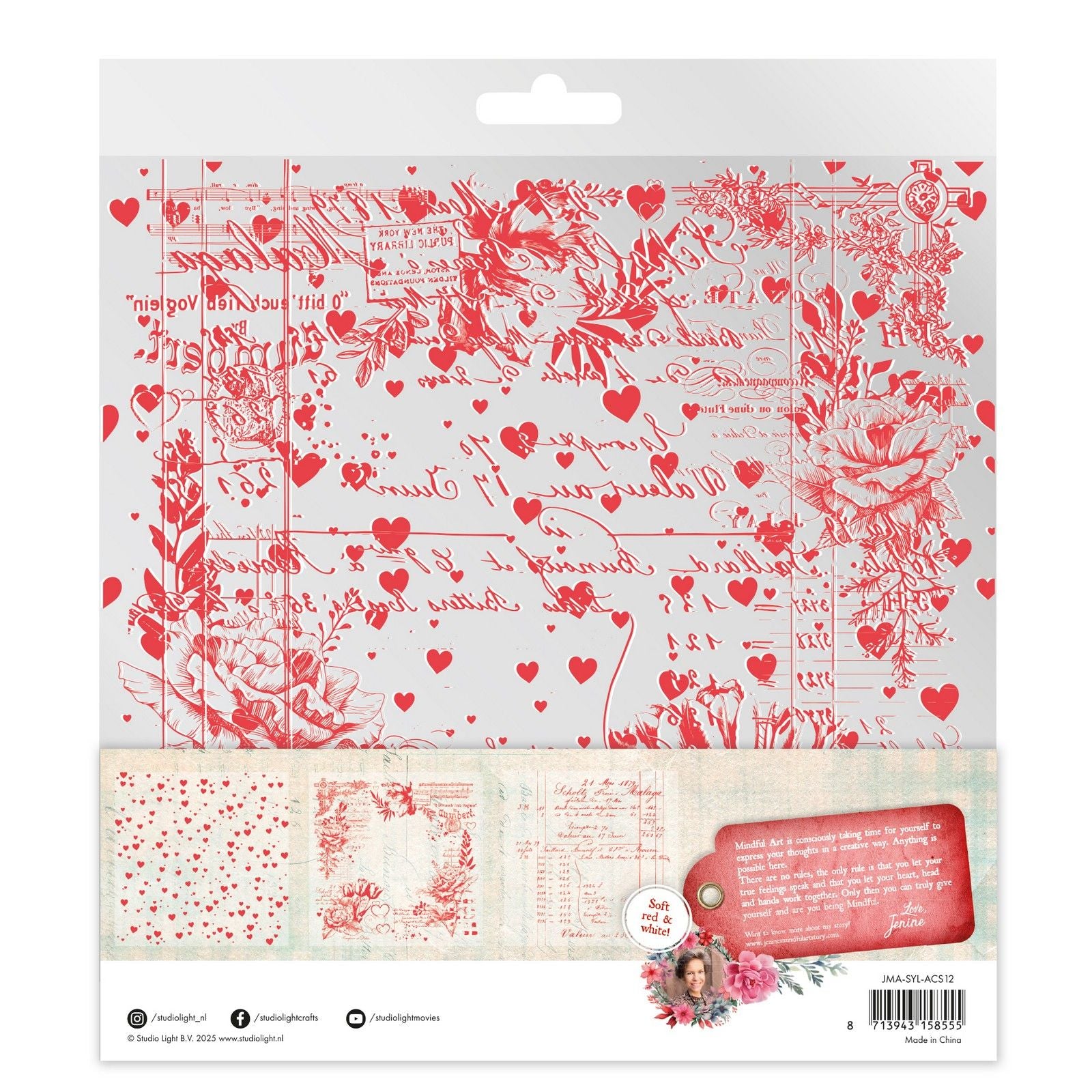 Studiolicht • Jenines achtsame Art-Azetatplatten senden Ihnen Liebe in Weiß und sanftem Rot