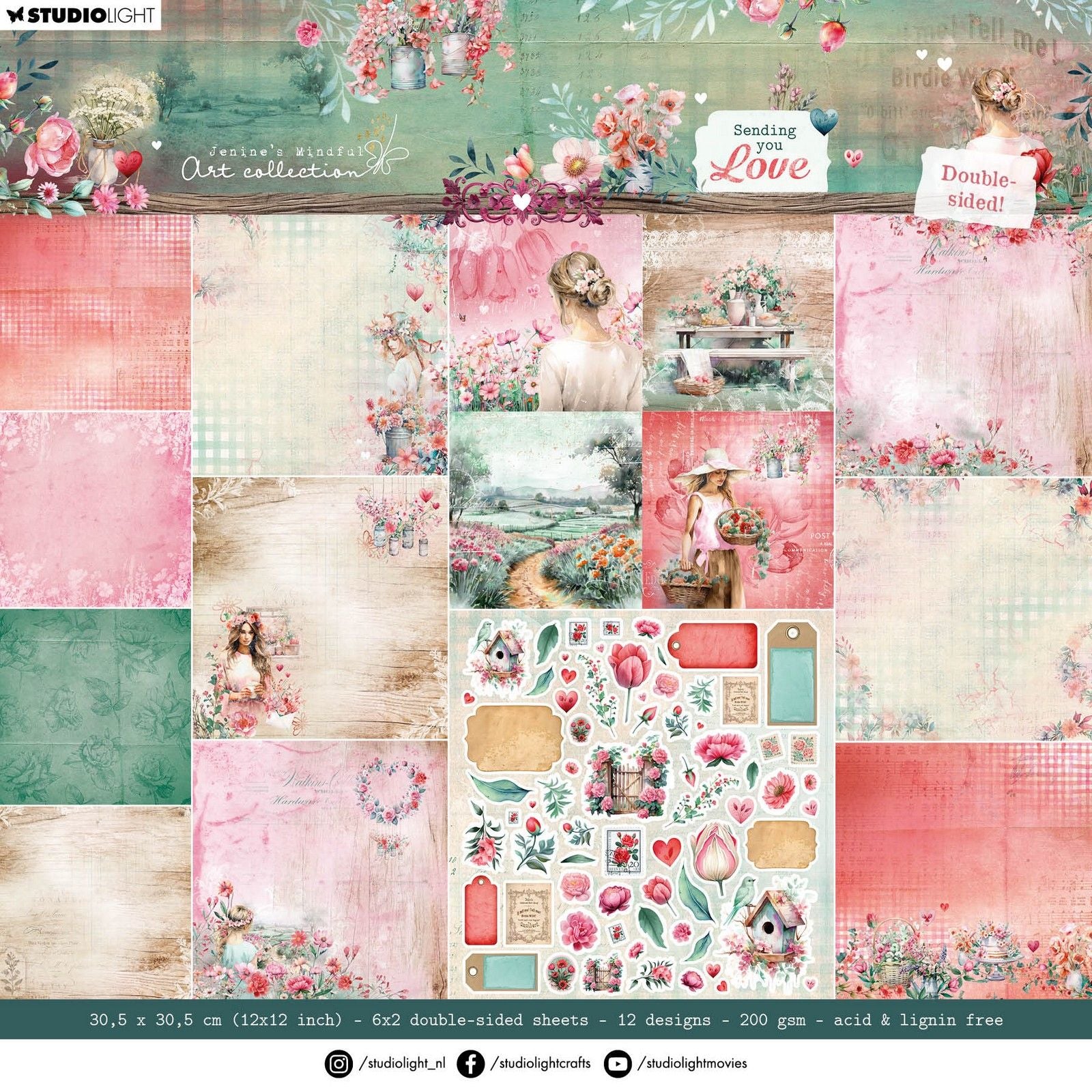 Studio Light • Jenines achtsamer Kunst-Designer-Papierblock, der Ihnen die Liebe zum doppelseitigen Scrapbooking vermittelt