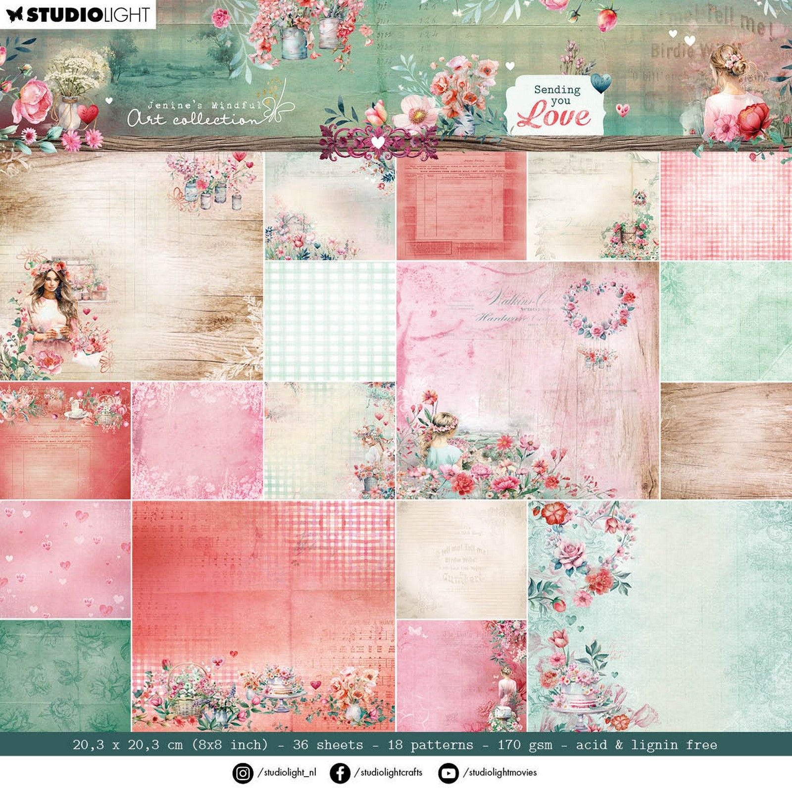 Studiolicht • Jenines achtsamer Kunst-Designer-Papierblock, der Ihnen liebevolle Hintergründe schickt