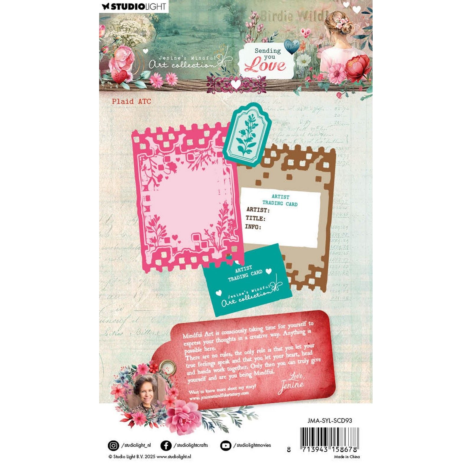 Studio Light • Jenines Achtsamkeitskunst-Stempel und Stanzformen senden Ihnen Liebe zum Karo-Atc