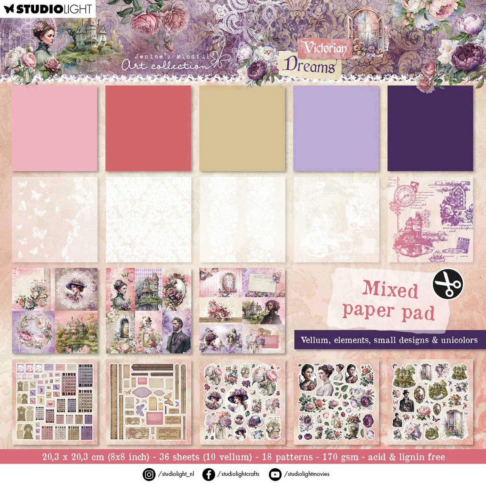 Studiolicht • „Victorian Dreams“, gemischter Papierblock, Pergament, einfarbige Elemente