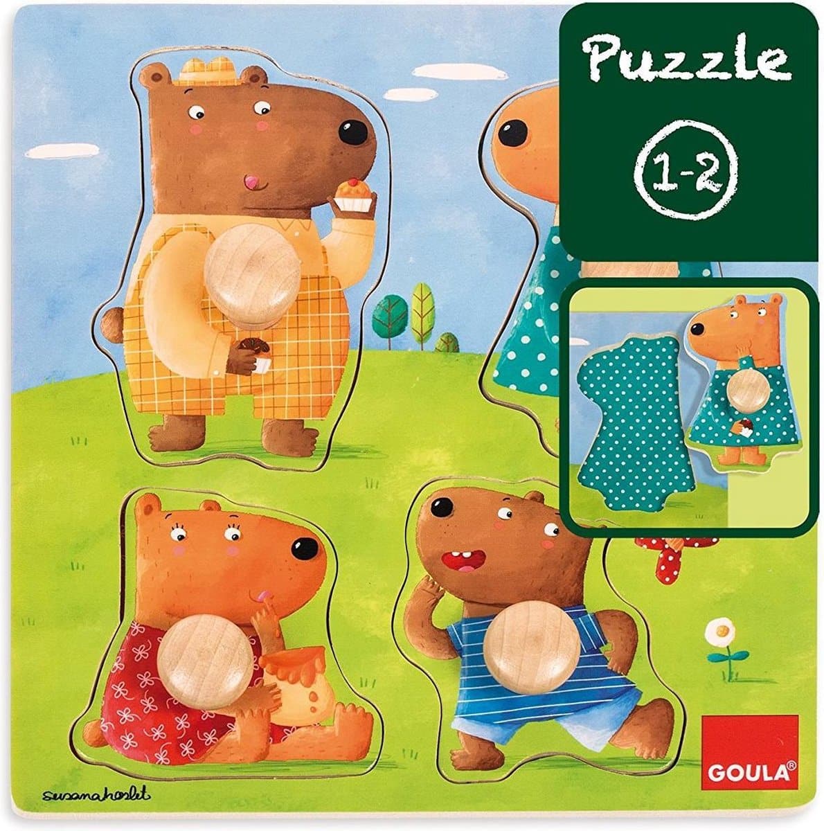 Goula -Knöpfe Puzzle mit 4 Bären