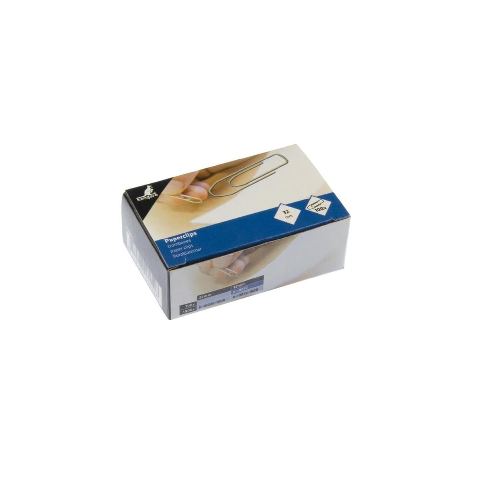 Kangaro-Box mit 100 Büroklammern 32 mm