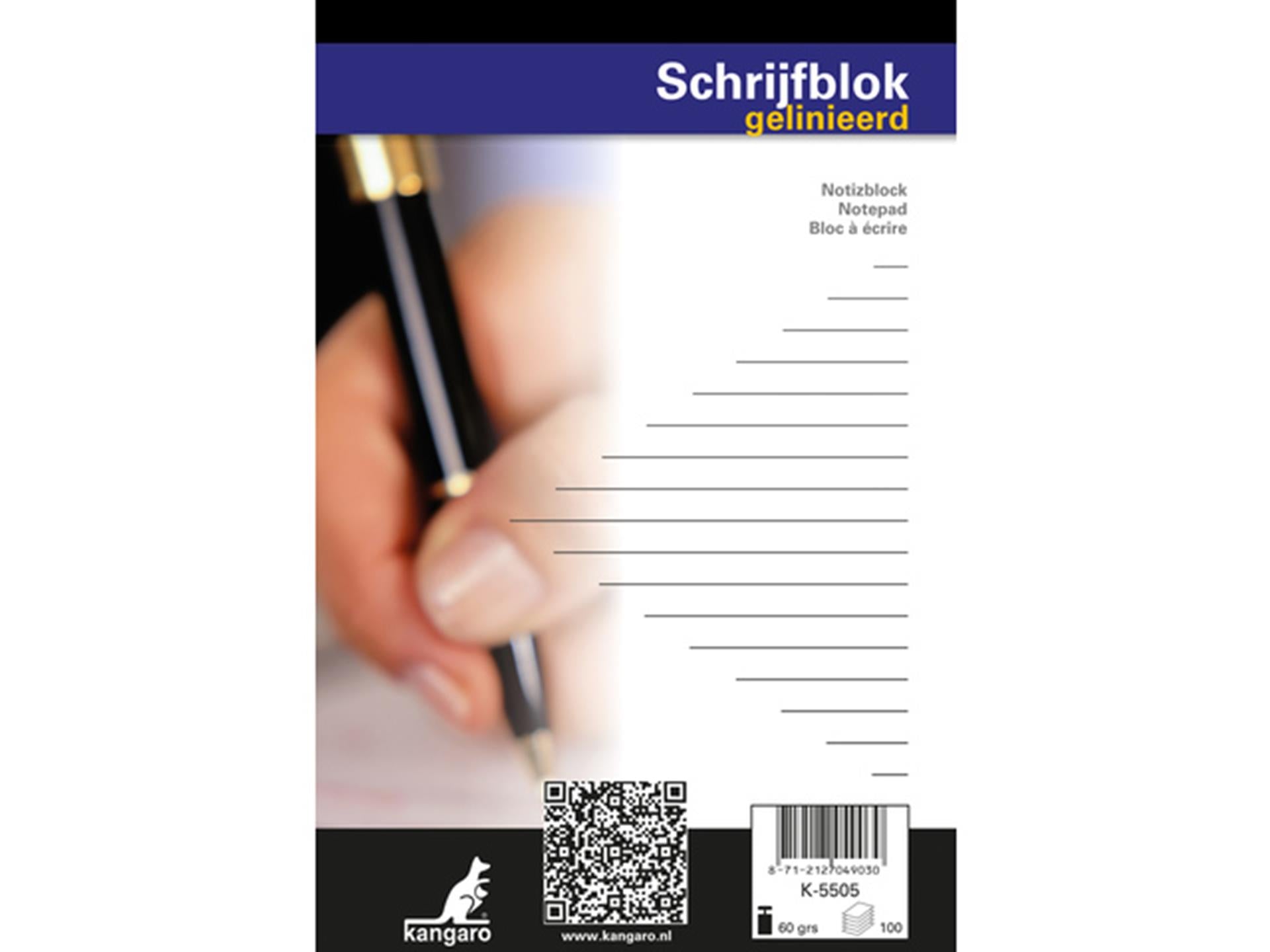 Kangaro Schreibblock A5 Linie 100 Blatt Packung mit 5 Stück