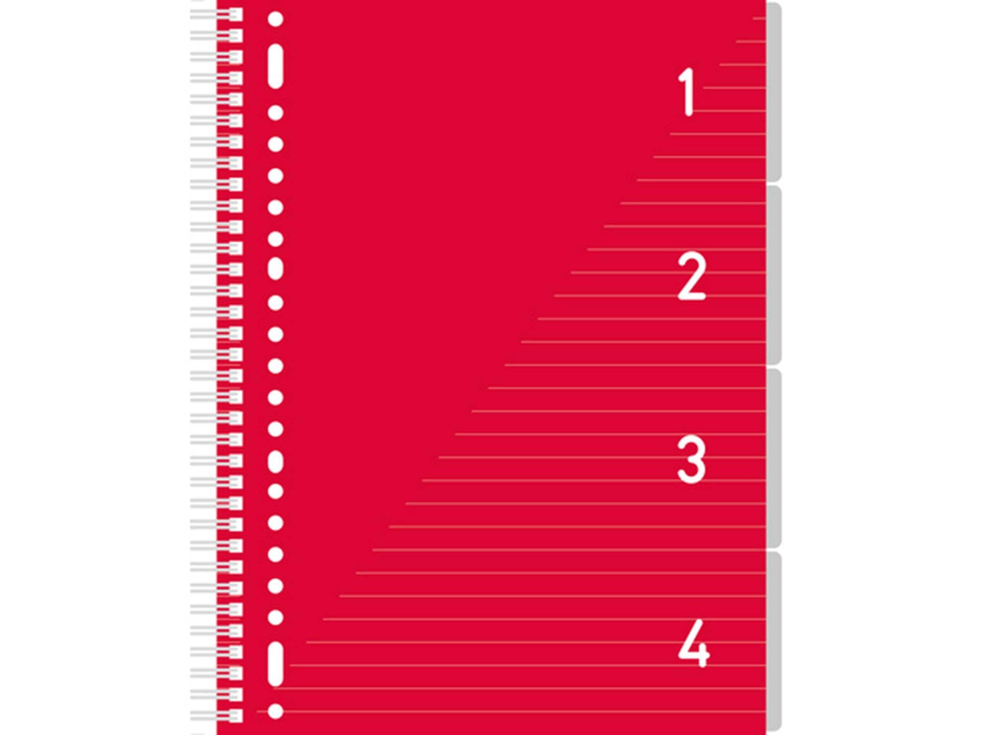 Kangaro 4 in 1 Schreibblock A4, liniert rot