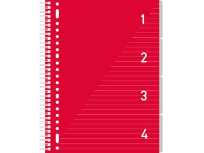 Kangaro 4 in 1 Schreibblock A4, liniert rot
