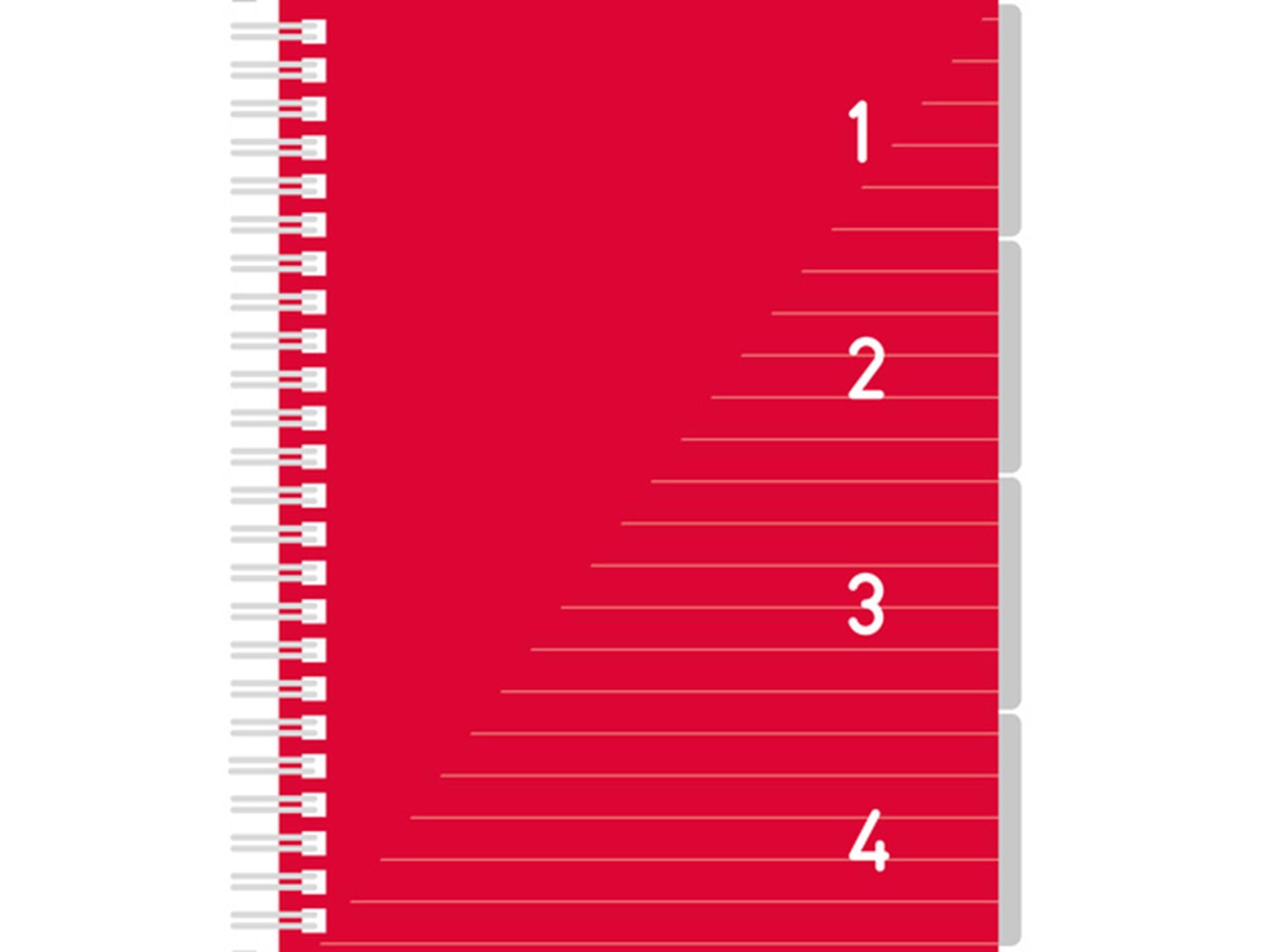 Kangaro 4 in 1 Schreibblock A5, liniert rot