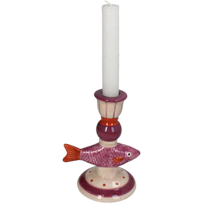 Kersten Kerzenständer Fisch Dolomit Lila 11x9x15cm