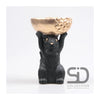 Von der Jahreszeit inspirierte Dekorationsstatue Eichhörnchen mit Box 14x22,5cm schwarz