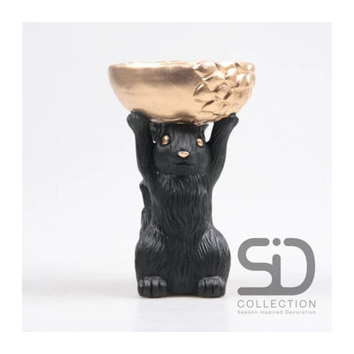 Von der Jahreszeit inspirierte Dekorationsstatue Eichhörnchen mit Box 14x22,5cm schwarz
