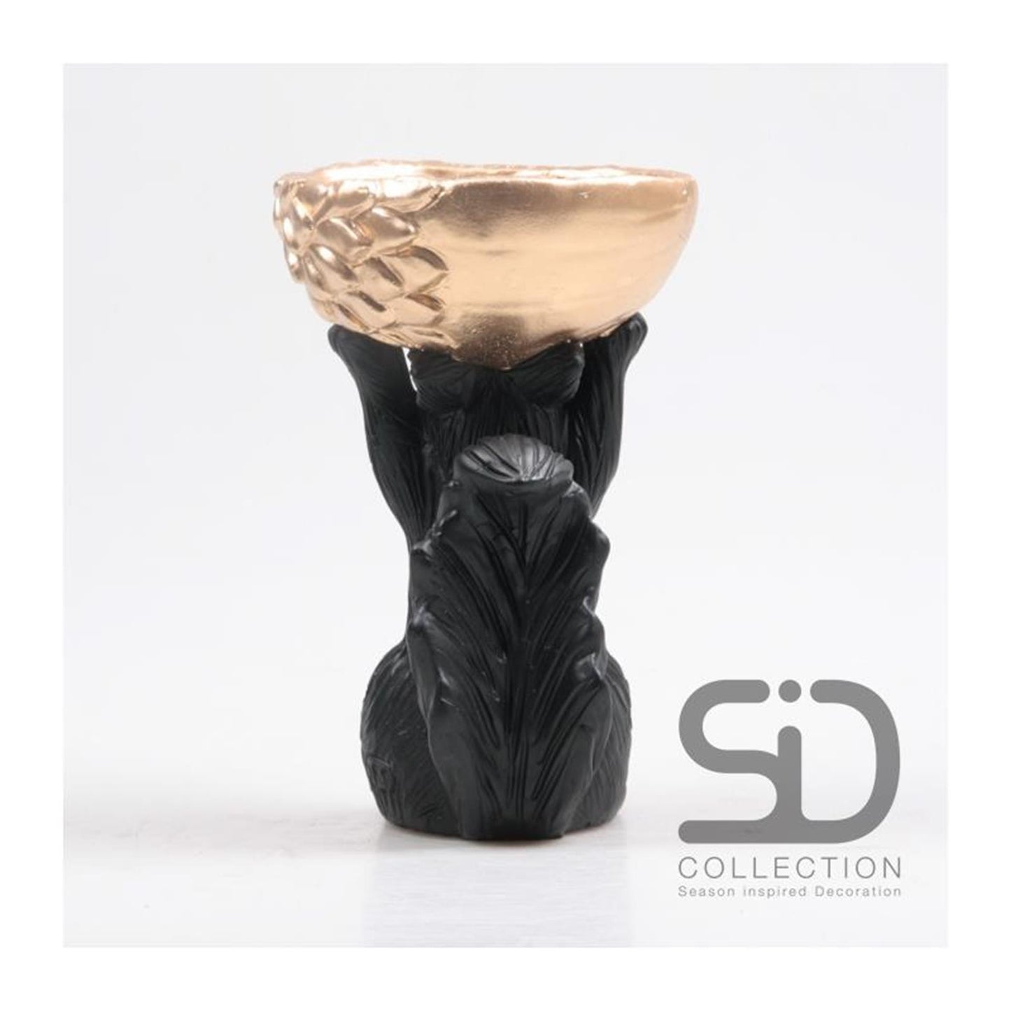 Von der Jahreszeit inspirierte Dekorationsstatue Eichhörnchen mit Box 14x22,5cm schwarz