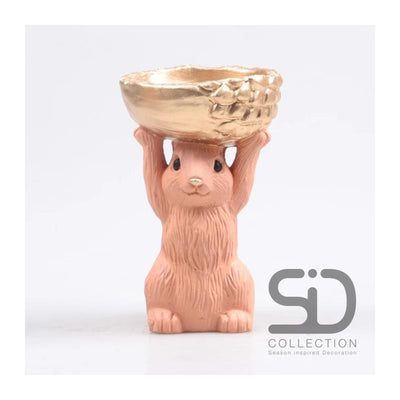 Von der Jahreszeit inspirierte Dekorationsstatue eines Eichhörnchens mit Box, 11 x 9,5 x 18 cm, beige