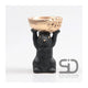 Von der Jahreszeit inspirierte Dekorationsstatue eines Eichhörnchens mit Box, 11 x 9,5 x 18 cm, schwarz