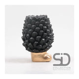 Von der Jahreszeit inspirierte Dekoration, Tannenzapfenvase auf Fuß, 16 cm, schwarz - afbeelding 2