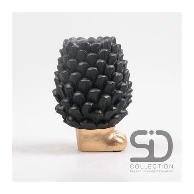 Von der Jahreszeit inspirierte Dekoration, Tannenzapfenvase auf Fuß, 16 cm, schwarz