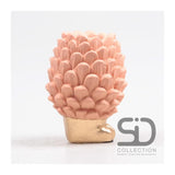Von der Jahreszeit inspirierte Deko-Vase mit Tannenzapfen auf Sockel, 12 cm, beige-rot - afbeelding 2