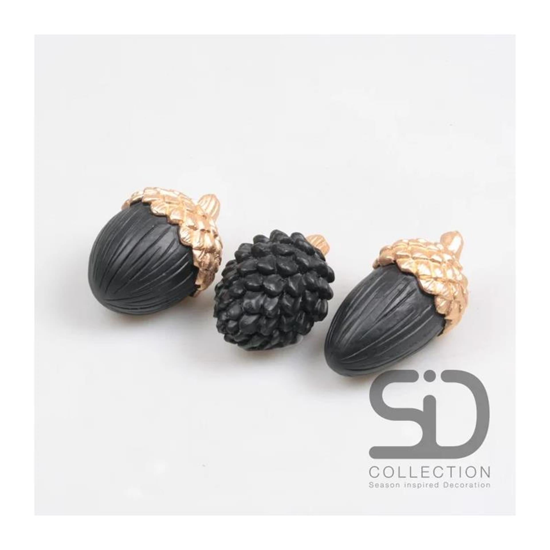 Von der Jahreszeit inspirierte Dekokegelfrucht 8,7x6,3x5,5cm schwarz