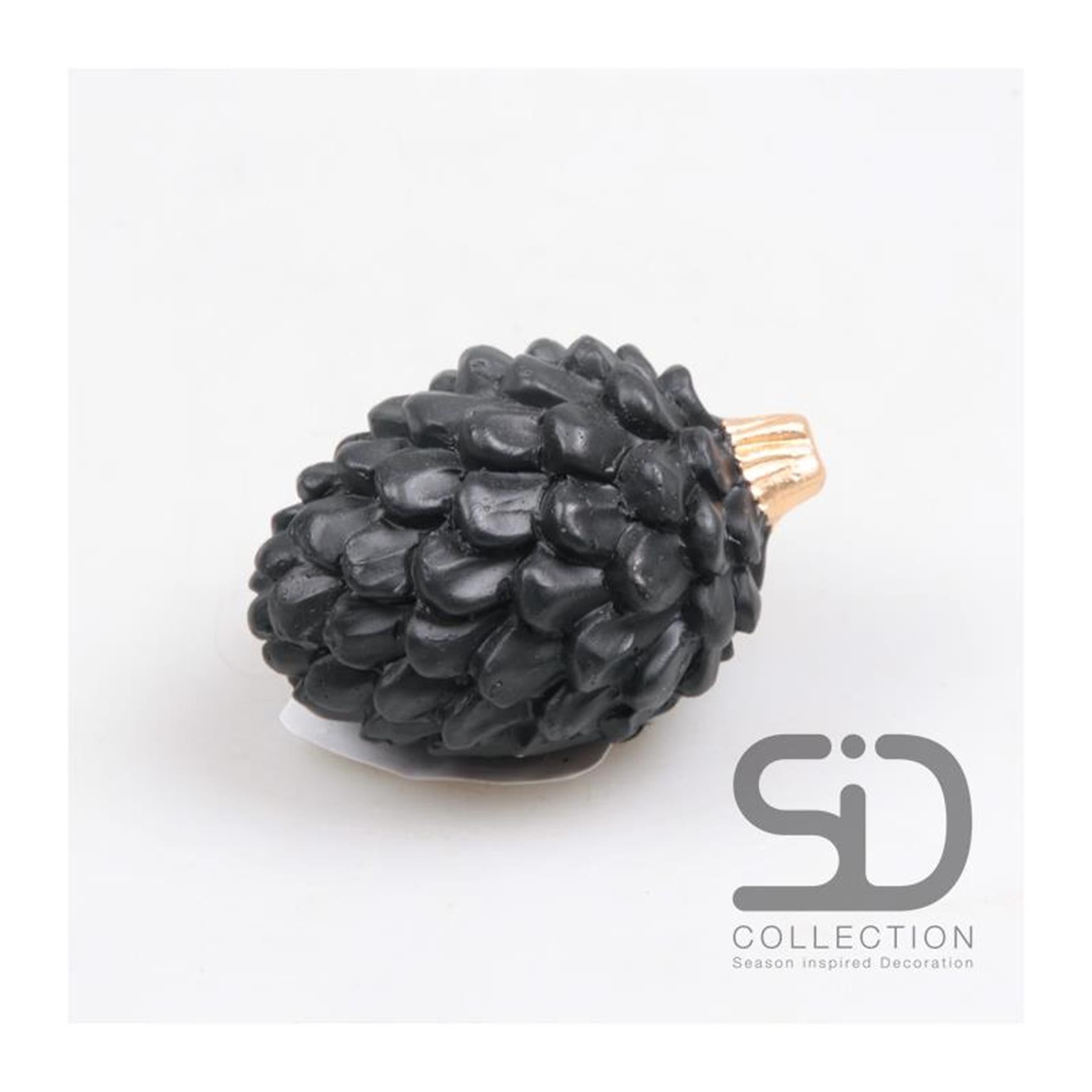 Von der Jahreszeit inspirierte Dekokegelfrucht 8,7x6,3x5,5cm schwarz