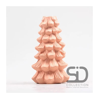 Von der Jahreszeit inspirierter Dekorationskerzenhalter Weihnachtsbaum 11x11x19 beigerot