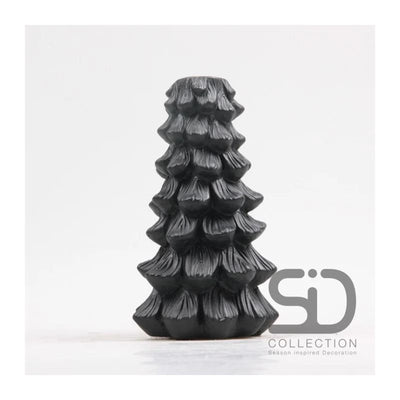 Von der Jahreszeit inspirierter Dekorationskerzenhalter Weihnachtsbaum 11x11x19 schwarz