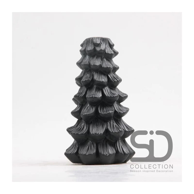 Von der Jahreszeit inspirierter Dekorationskerzenhalter Weihnachtsbaum 11x11x19 schwarz