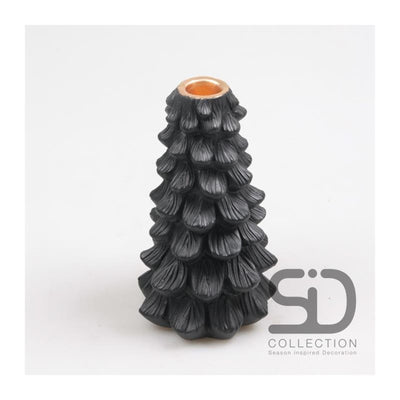 Von der Jahreszeit inspirierter Dekorationskerzenhalter Weihnachtsbaum 11x11x19 schwarz