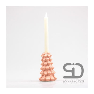 Von der Jahreszeit inspirierter Dekorationskerzenhalter Weihnachtsbaum 10x10x15 beigerot