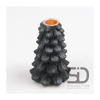 Von der Jahreszeit inspirierter Dekorationskerzenhalter Weihnachtsbaum 10x10x15 schwarz
