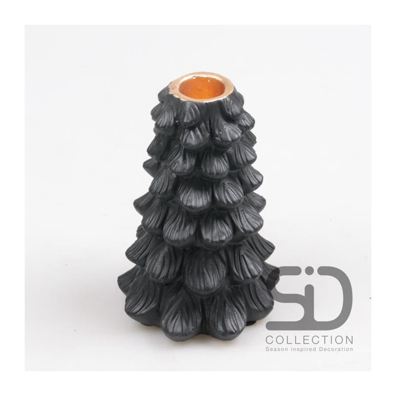 Von der Jahreszeit inspirierter Dekorationskerzenhalter Weihnachtsbaum 10x10x15 schwarz
