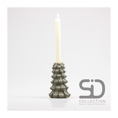 Von der Jahreszeit inspirierter Dekorationskerzenhalter Weihnachtsbaum 10x10x15 olivgrün