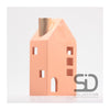 Von der Jahreszeit inspiriertes Deko-Kerzenhaus, 12 x 8 x 24 cm, beige-rot