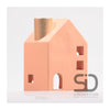 Von der Jahreszeit inspiriertes Deko-Kerzenhaus, 11 x 8 x 16 cm, beige-rot