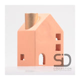 Von der Jahreszeit inspiriertes Deko-Kerzenhaus, 11 x 8 x 16 cm, beige-rot - afbeelding 1
