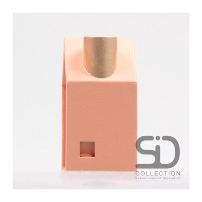 Von der Jahreszeit inspiriertes Deko-Kerzenhaus, 11 x 8 x 16 cm, beige-rot